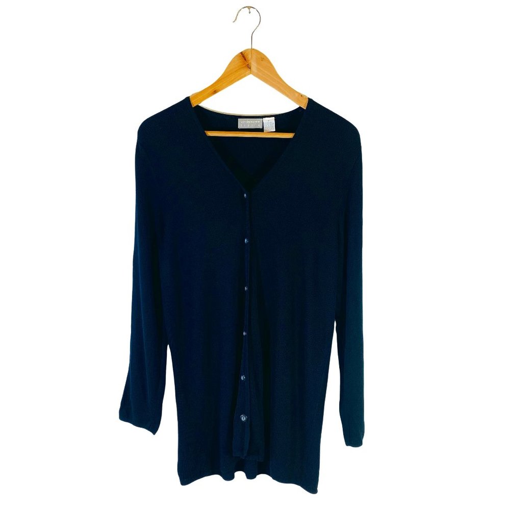 Liz Claiborne Studio Vintage Long Black Cartigan - Size M
